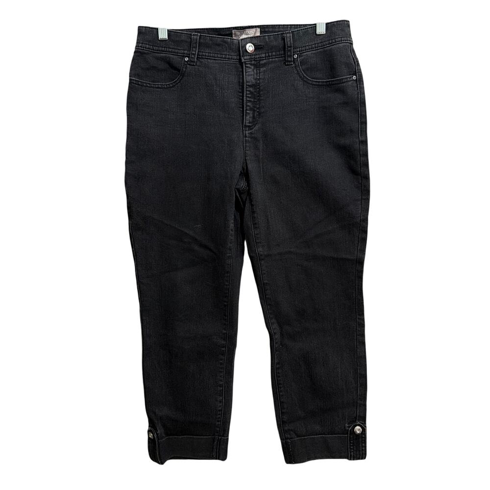 Chicos Womens Jeans Black Denim Fabulously Slimming Cuff Cropped Stretch 0.5